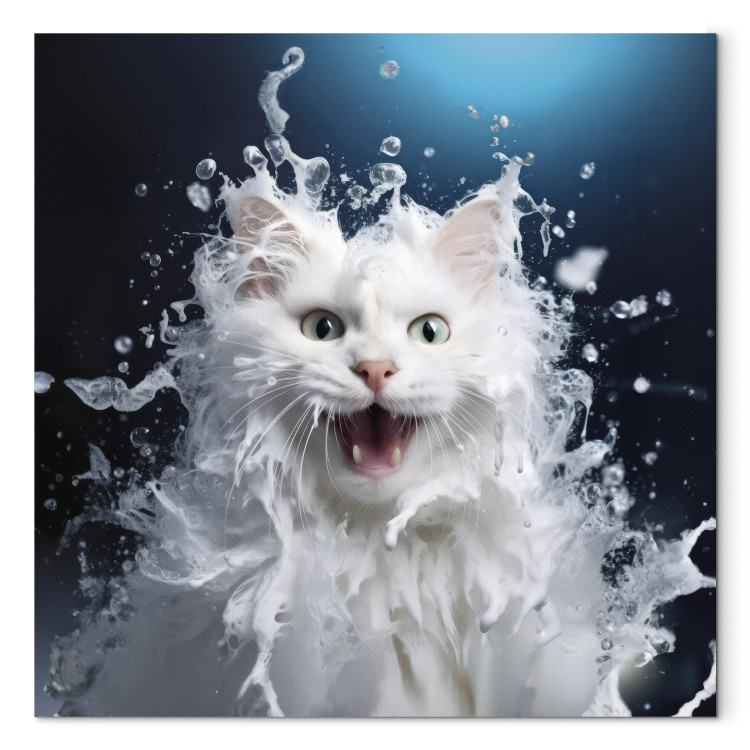 Canvastavla AI Norwegian Forest Cat - Wet Animal Fantasy Portrait - Square