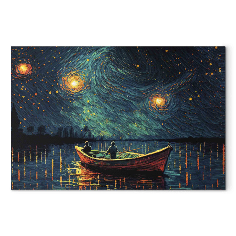 Cuadro en lienzo Starry Night - Impressionistic Landscape With a View of the Sea and Sky