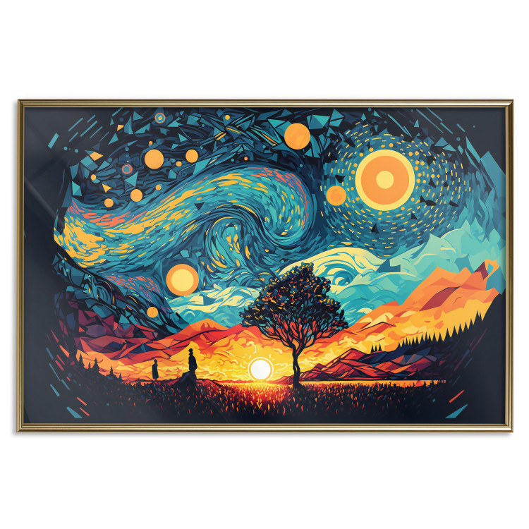 Póster Sunrise - A Vivid Landscape Inspired by the Works of Van Gogh 151134 additionalImage 18