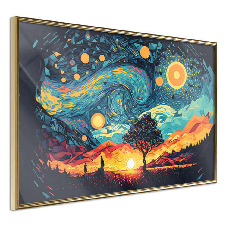 Póster Sunrise - A Vivid Landscape Inspired by the Works of Van Gogh 151134 additionalImage 4