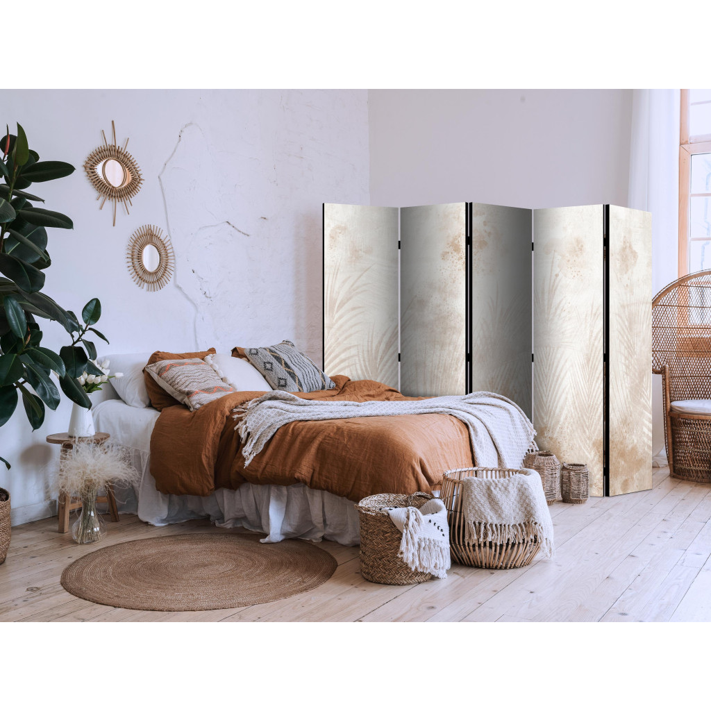 Biombo Decorativo Sandy Relaxation - Delicate Beige Palm Leaves II [Room Dividers]