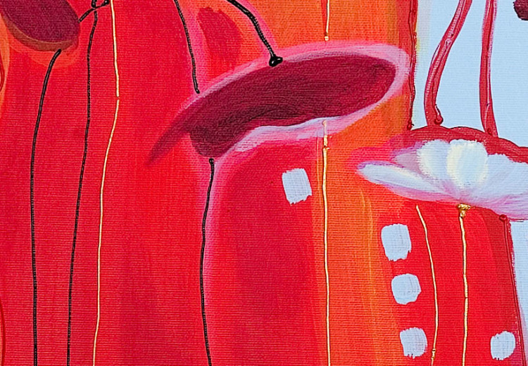 Quadro su tela Papaveri soleggiati - motivo floreale su uno sfondo rosso-blu 47134 additionalImage 3