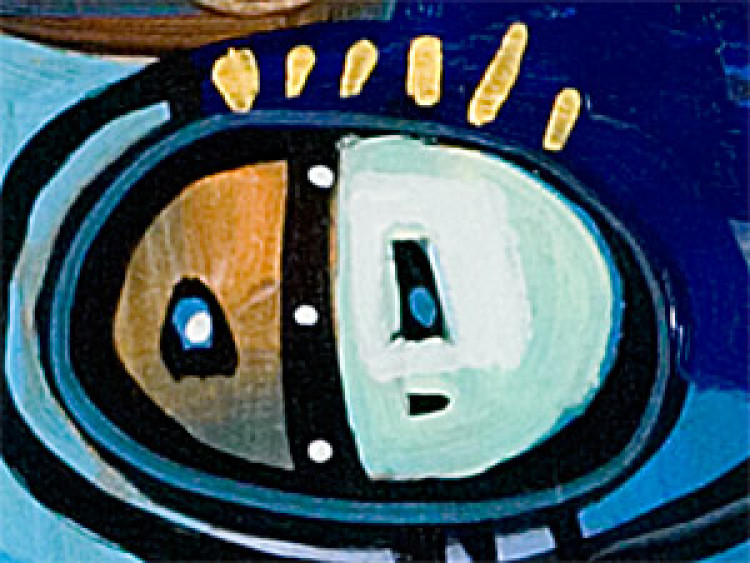 Tableau contemporain Brun et bleu (1 pièce) - Abstraction avec figures 47334 additionalImage 3