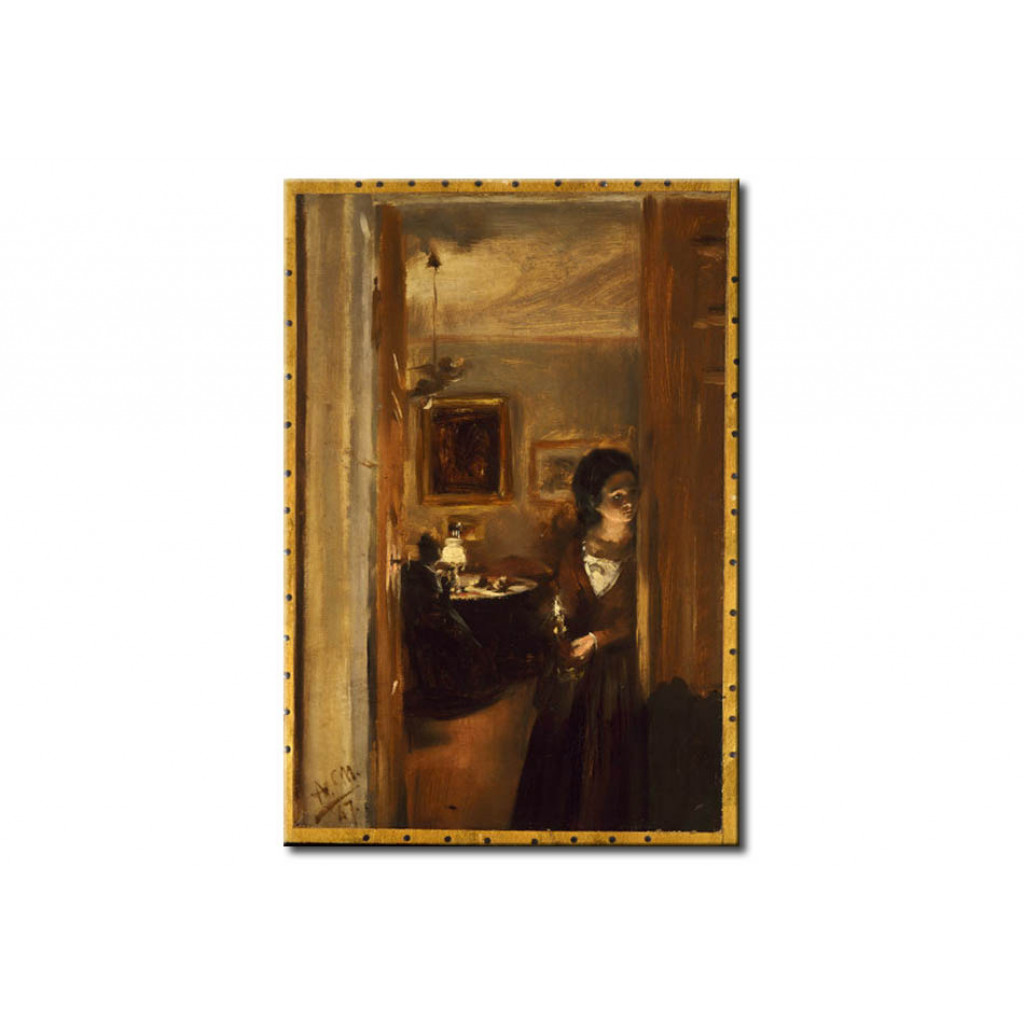 Schilderij  Adolph Von Menzel: Wohnzimmer Mit Menzel's Schwester