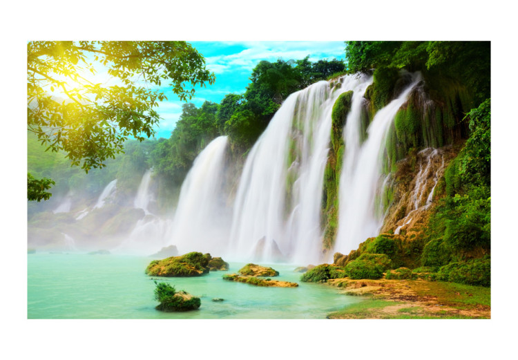 Wall Mural Beauty of Nature - Landscape of Waterfalls Flowing into a Stony Lake 60034 additionalImage 1