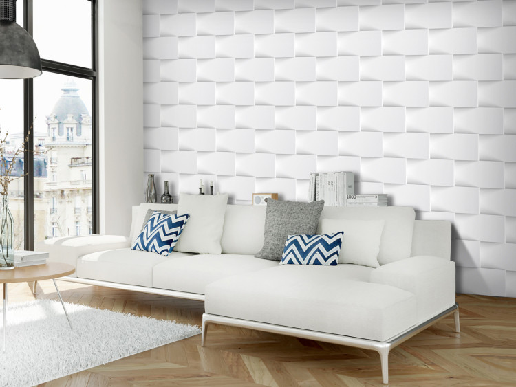 Mural de parede Abstração em Branco - fundo com padrão geométrico em disposição regular 89834