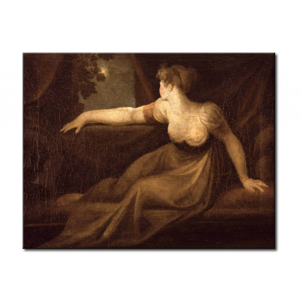Målning Lady At The Window, Moonlight