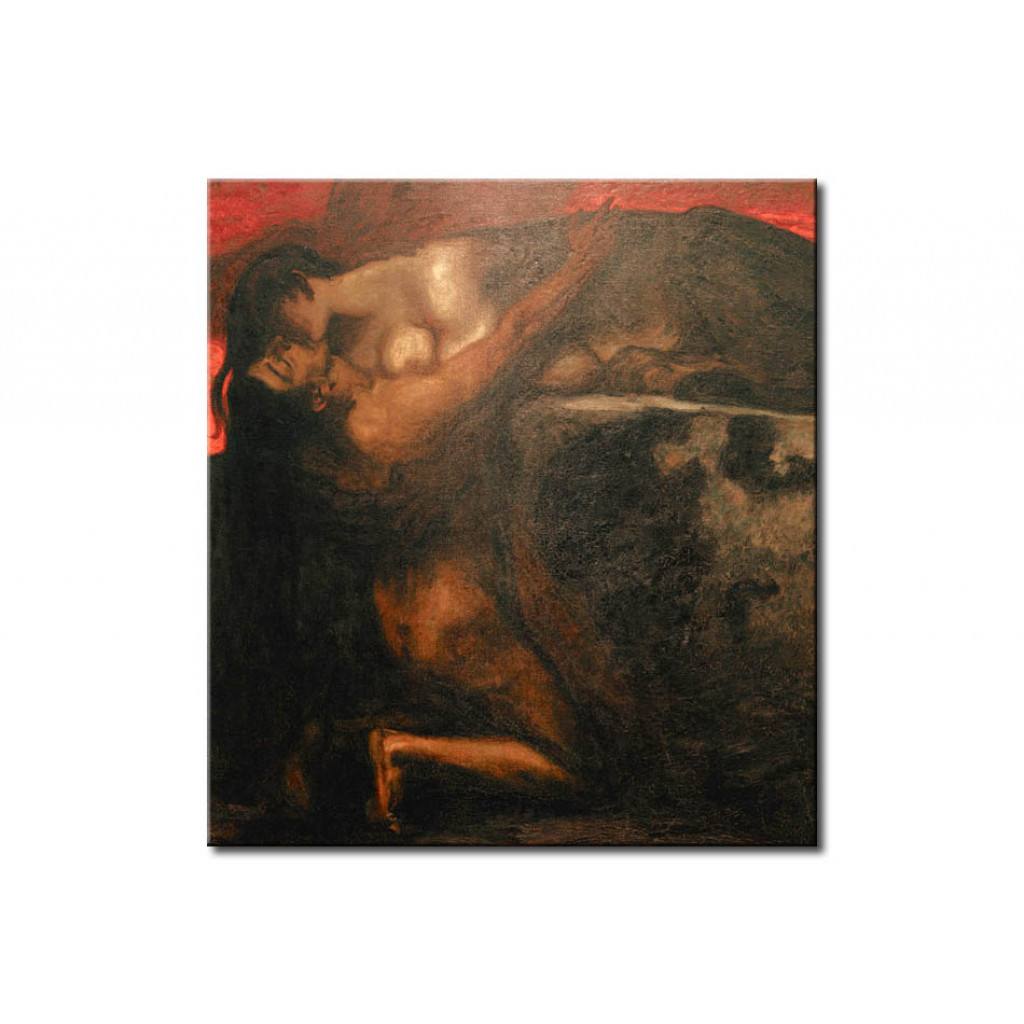 Schilderij  Franz Von Stuck: The Kiss Of The Sphinx