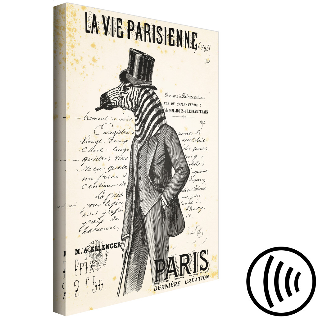 Obraz Paryska Elegancja (1-częściowy) - Postać Zwierzęcia W Retro Stylu