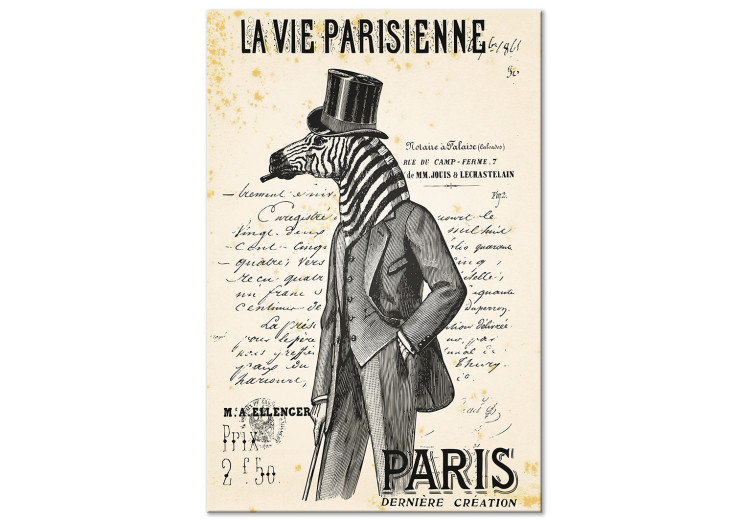Leinwandbild Pariser Eleganz (1-teilig) - Tierfigur im Retro-Stil
