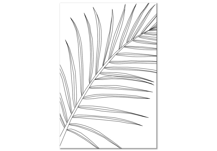 Quadro contemporaneo Contorno nero di foglie di palma - astrazione con motivo vegetale 128344