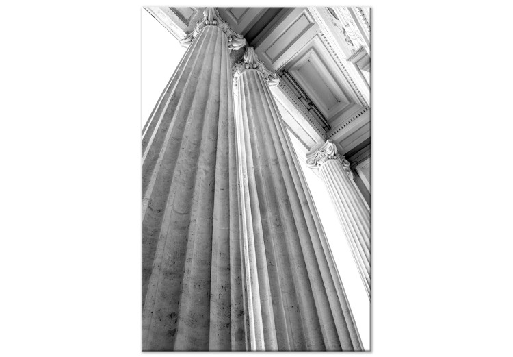 Quadro su tela Colonna di ordine corinzio - fotografia in bianco e nero di dettagli architettonici ispirati all'antica Grecia
