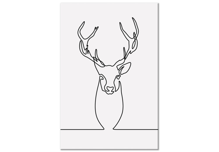 Canvas Linear deer - black and white abstraction in the line art style