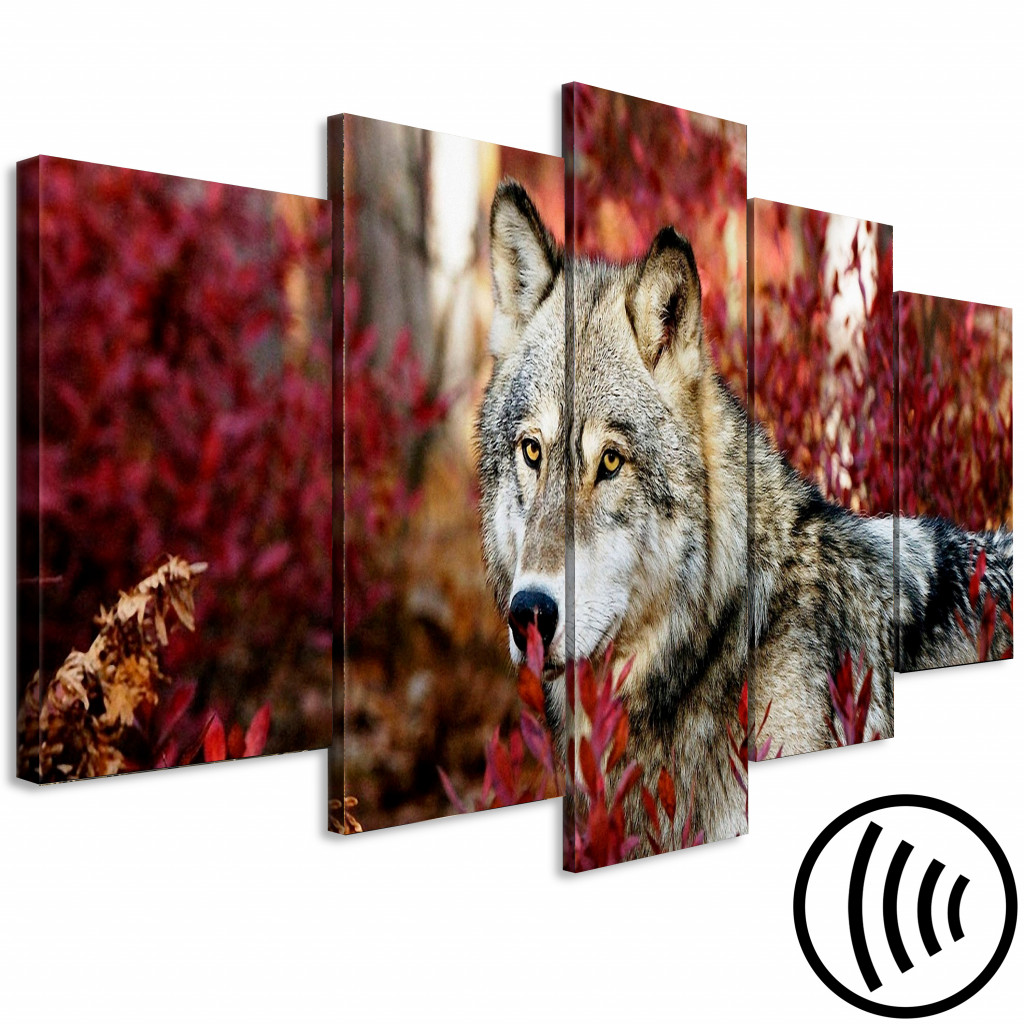 Schilderij  Honden: Pensive Wolf (5 Parts) Wide
