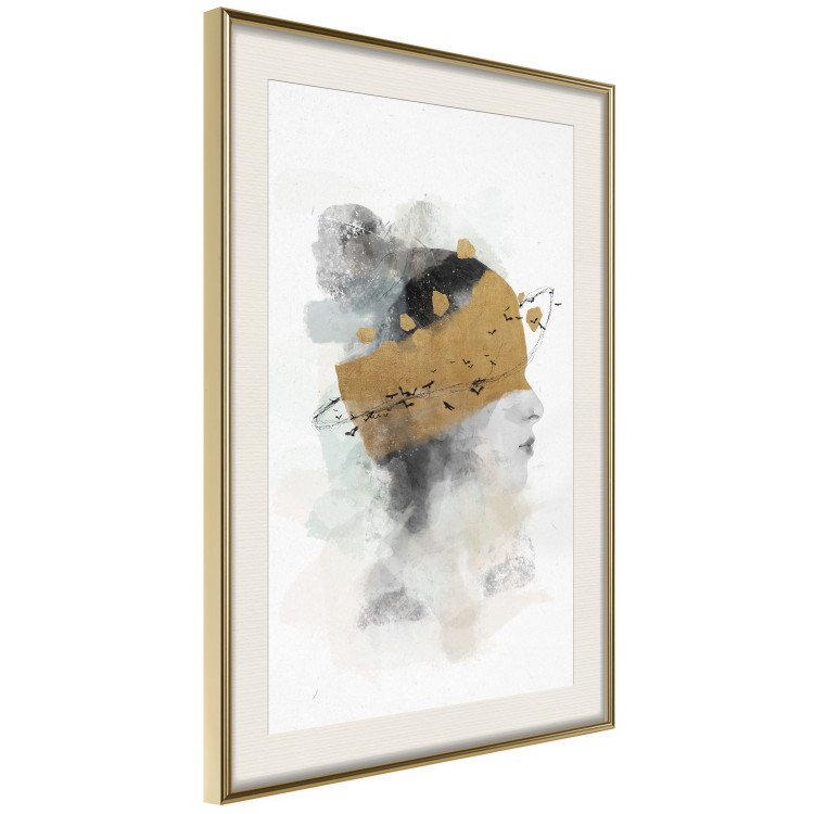Wall Poster Lost in Thought - Watercolor Portrait of a Woman With Golden Accents 144544 additionalImage 12