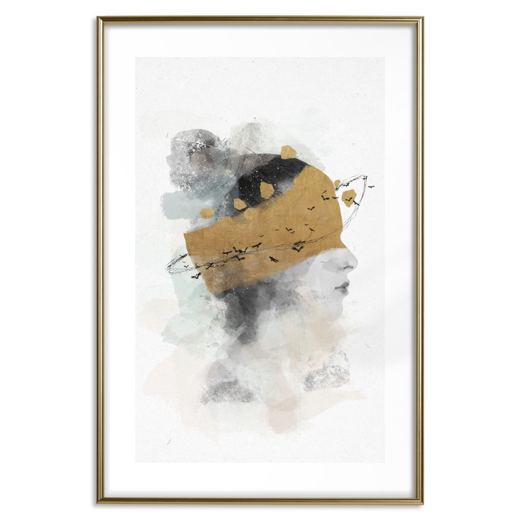 Wall Poster Lost in Thought - Watercolor Portrait of a Woman With Golden Accents 144544 additionalImage 25