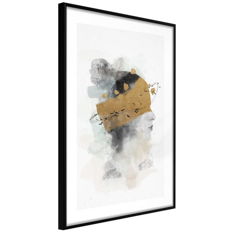 Wall Poster Lost in Thought - Watercolor Portrait of a Woman With Golden Accents 144544 additionalImage 5