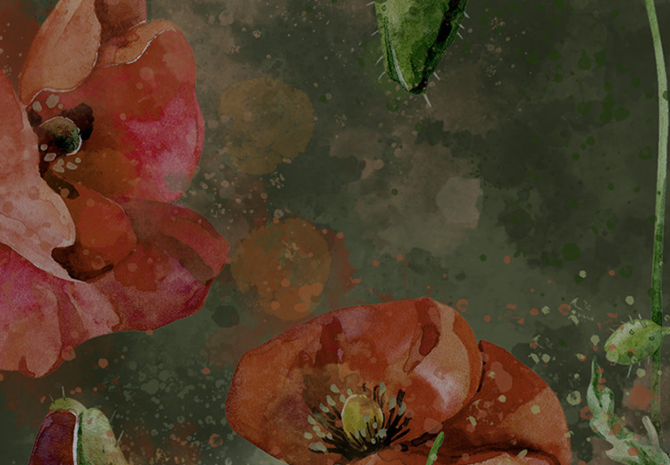 Pintura em tela Painted Poppies - Red Flowers in a Dark Green Meadow 146444 additionalImage 5