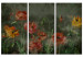 Målning Painted Poppies - Red Flowers in a Dark Green Meadow 146444