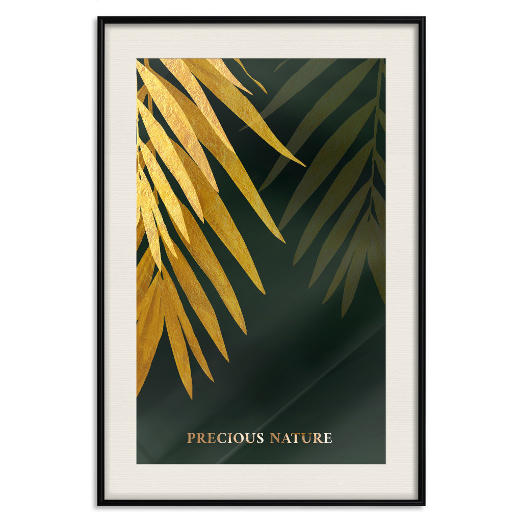 Muur Posters Exotic Nature - Tropical Plants On A Dark Green Background