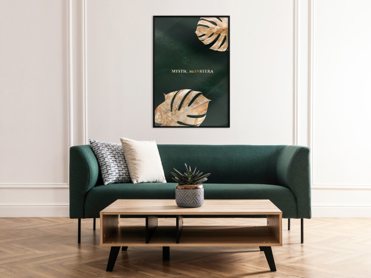 Wall Poster Mystical Monstera - Decorated Exotic Leaves on a Dark Green Background 149244 additionalImage 15