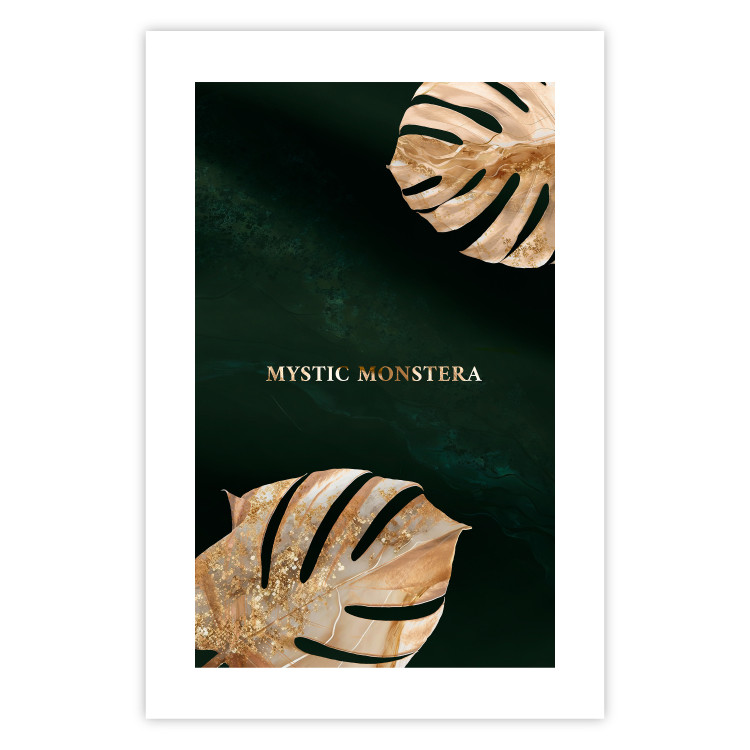 Wall Poster Mystical Monstera - Decorated Exotic Leaves on a Dark Green Background 149244 additionalImage 19