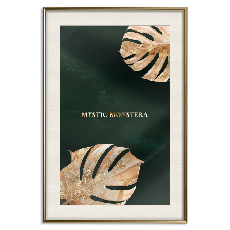 Wall Poster Mystical Monstera - Decorated Exotic Leaves on a Dark Green Background 149244 additionalImage 27