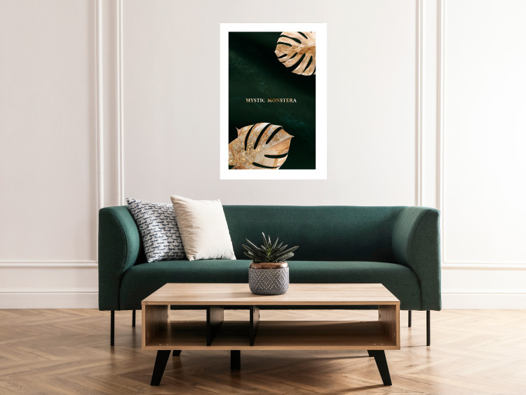 Wall Poster Mystical Monstera - Decorated Exotic Leaves on a Dark Green Background 149244 additionalImage 14