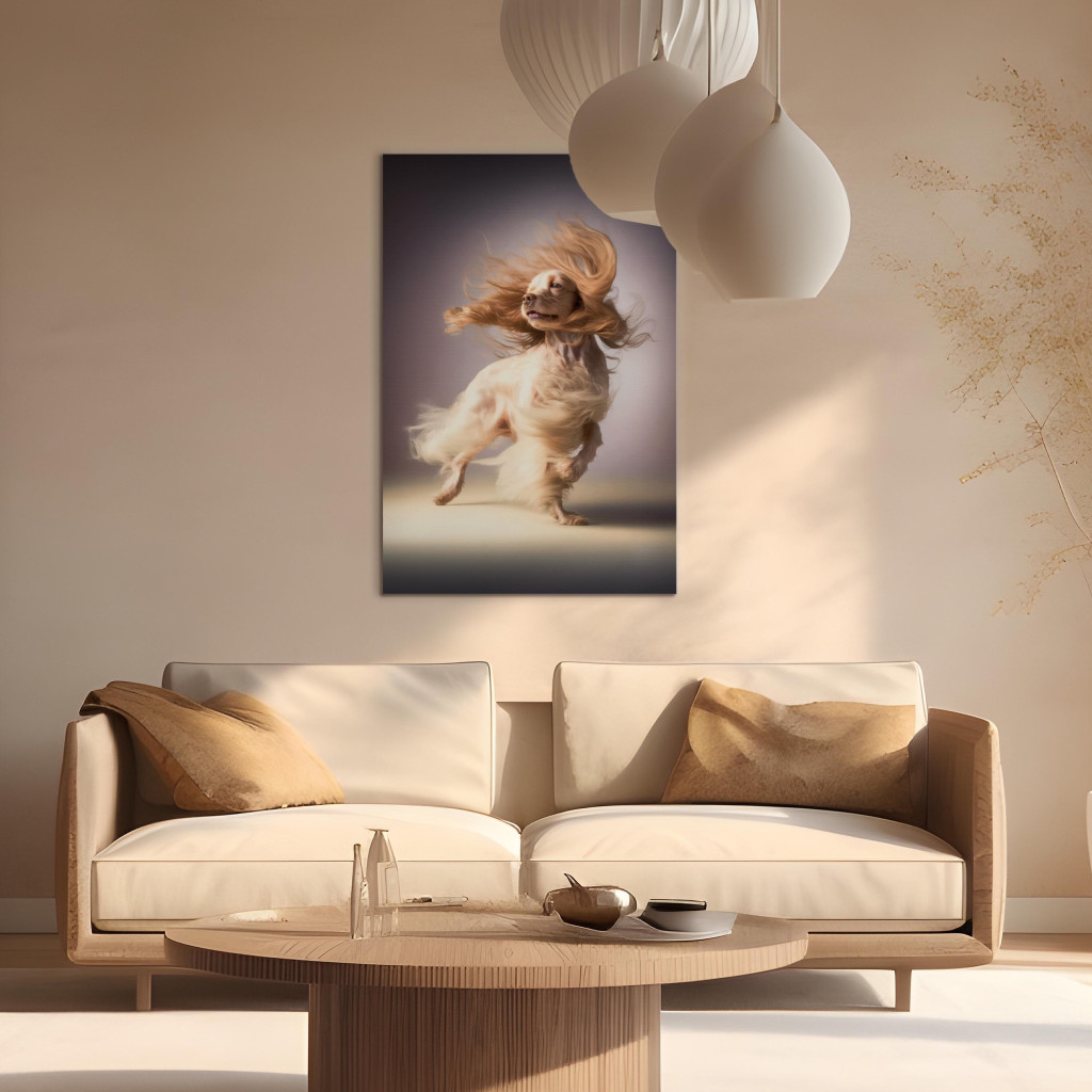 Obraz AI Pies Cocker Spaniel - Długowłosy Zwierzak Na Wietrze - Pionowy