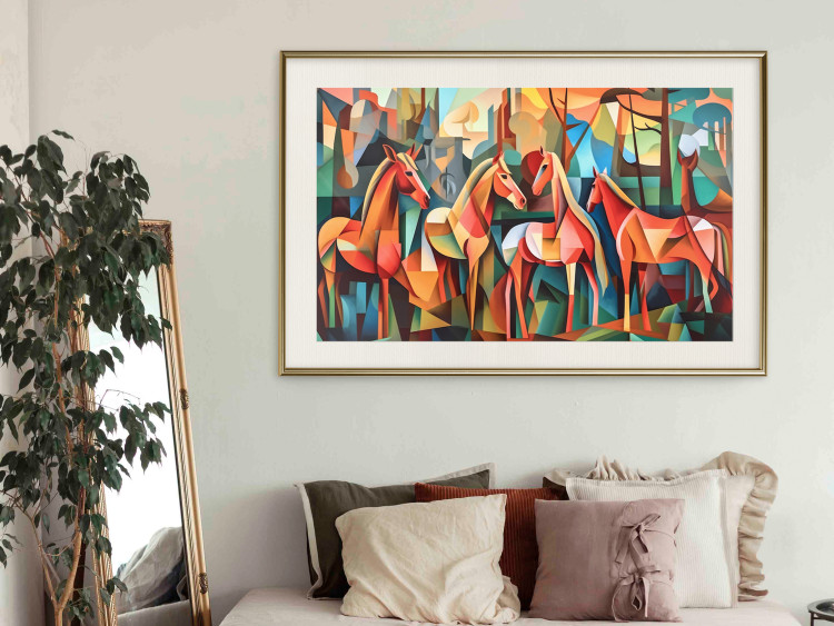 Poster Cubist Horses - Geometric Composition Generated by AI 151144 additionalImage 22