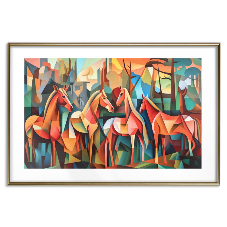 Poster Cubist Horses - Geometric Composition Generated by AI 151144 additionalImage 19