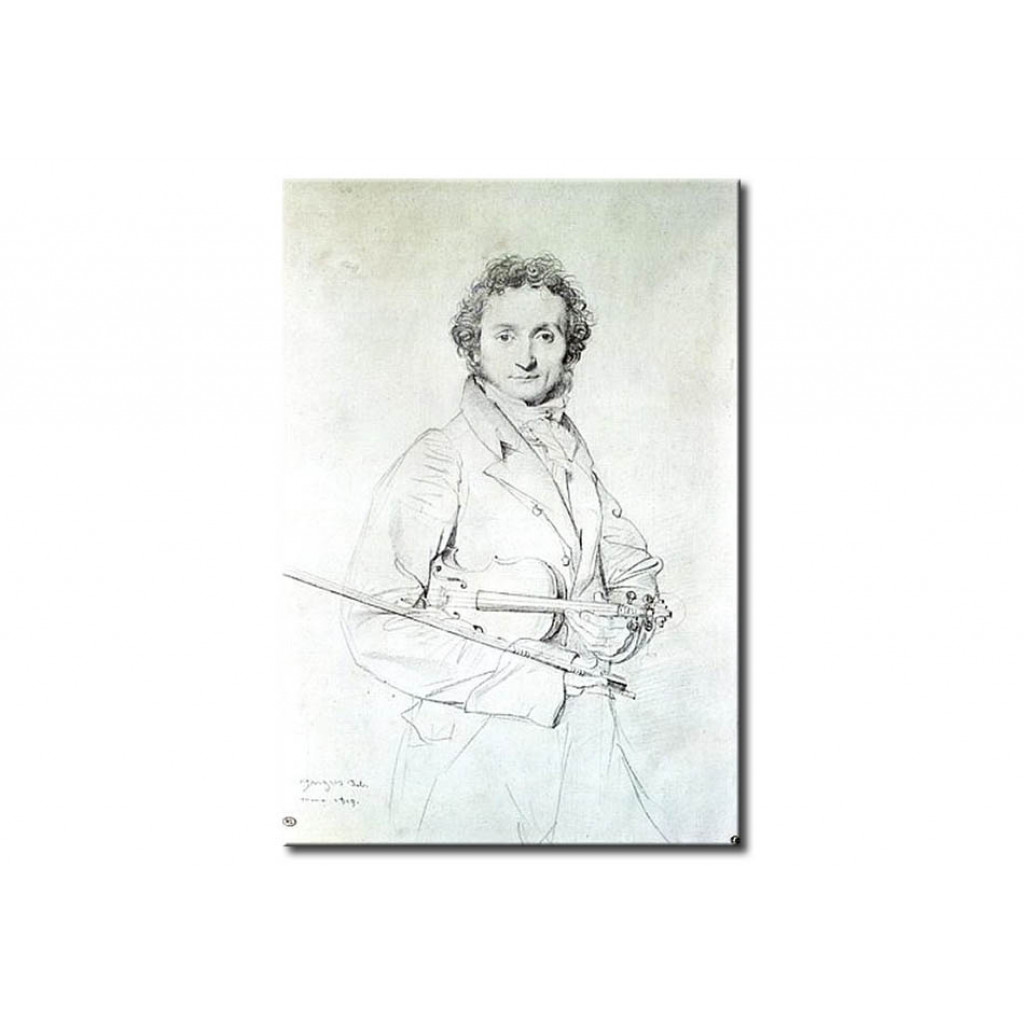 Schilderij  Jean-Auguste-Dominique Ingres: Portrait Of Niccolo Paganini