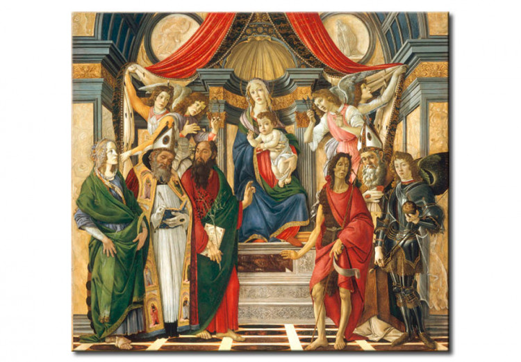 Tableau de maître Intronisé Marie avec l'enfant, les anges, et Sainte-Catherine d'Alexandrie, saint Augustin, saint Barnabé, Jean-Baptiste, l'évêque Ignace et Michael 51944