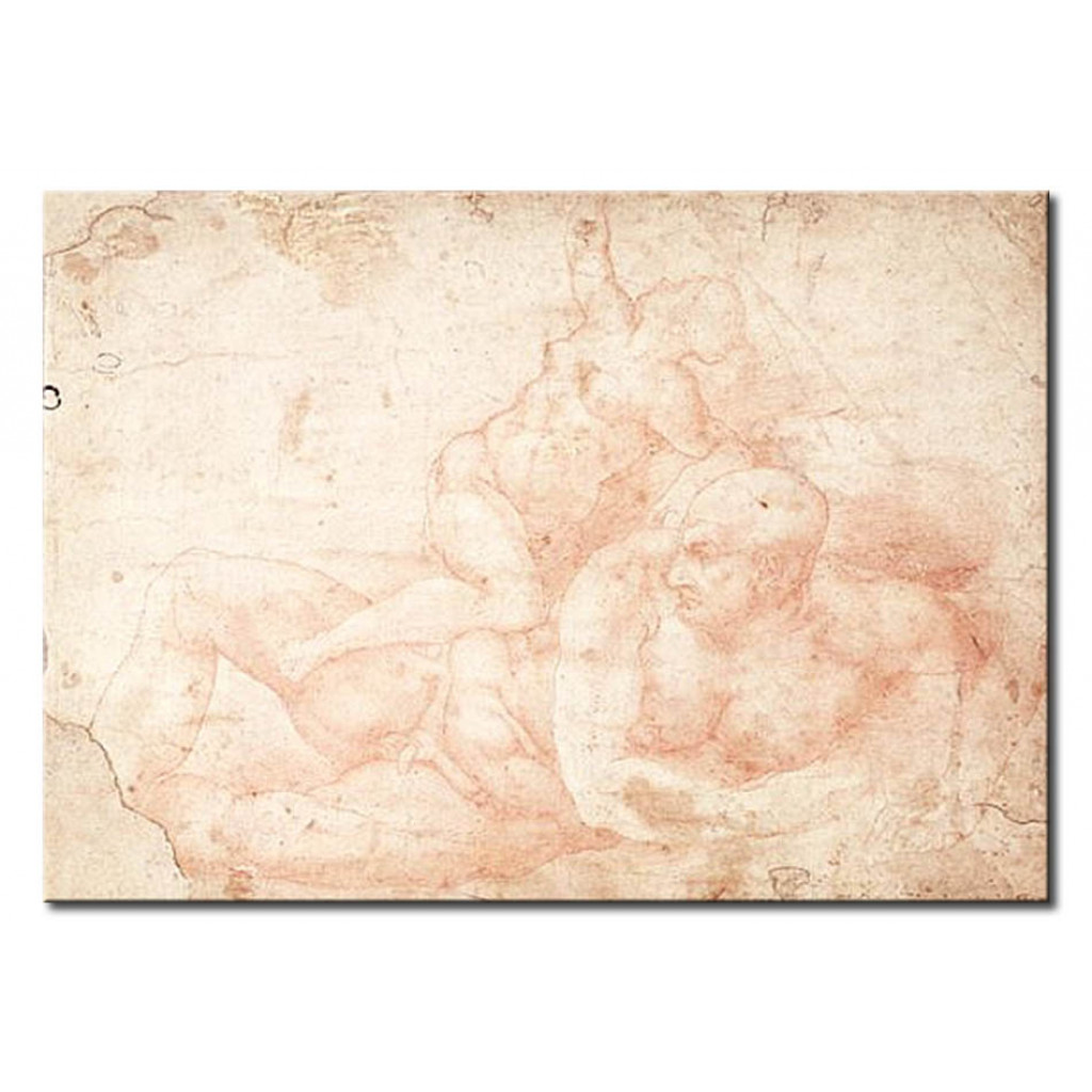 Schilderij  Michelangelo: Study Of A Male And Female Nude