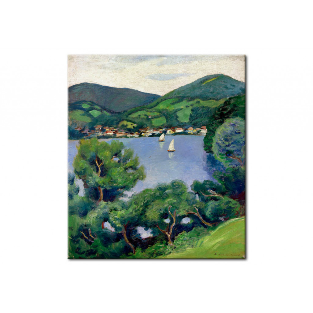 Schilderij  August Macke: View Of Lake Tegern