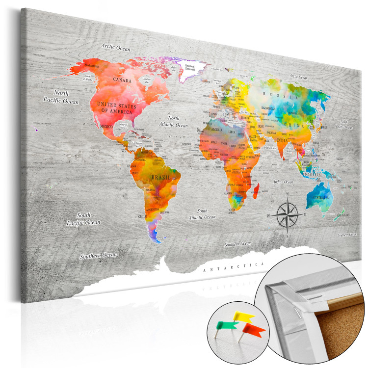 Tablero decorativo en corcho Multicolored Travels [Cork Map] 92244