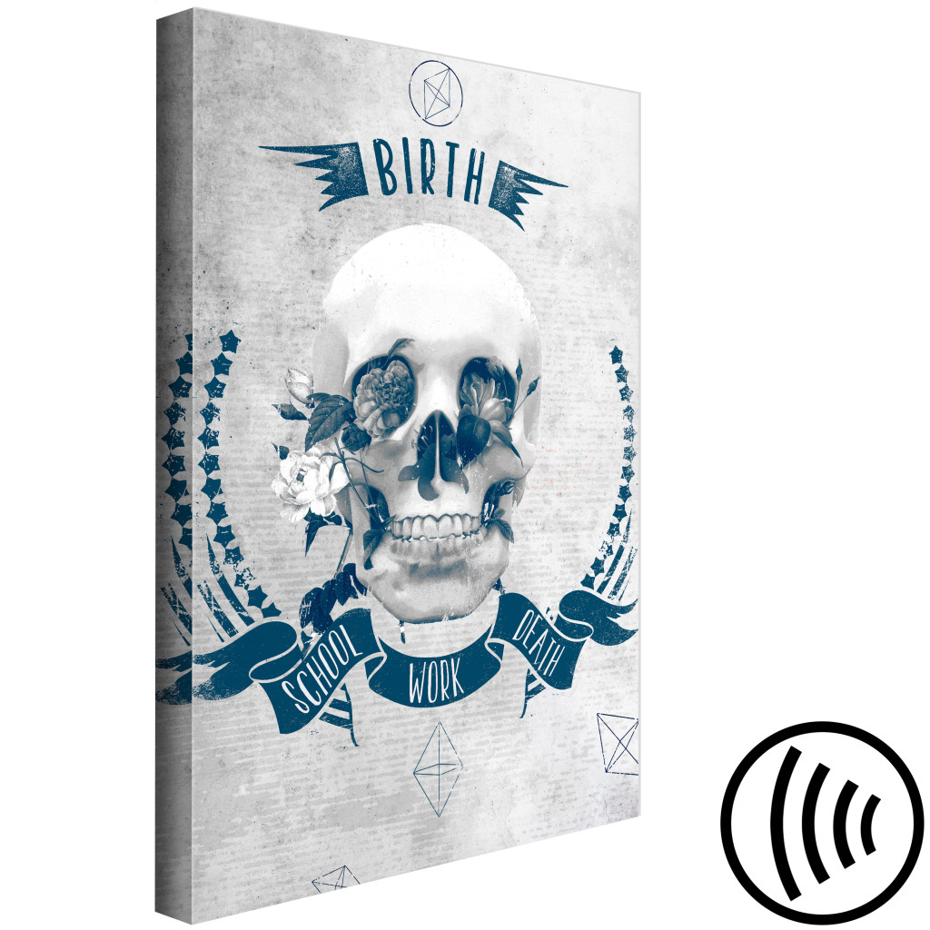 Konst Skull Och Blommor - Grafik Med Steam Punk Stil Bokstäver På Engelska
