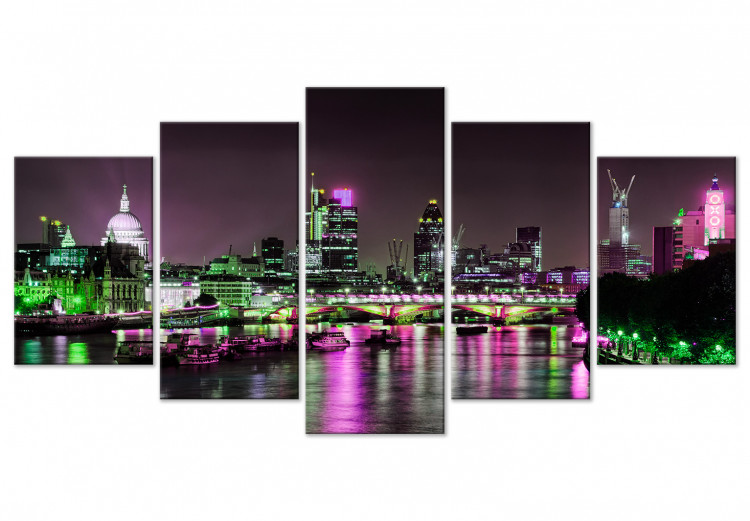 Canvas Art Print Night view of London - skyscrapers, St. Paul's cathedral and Thames 123654