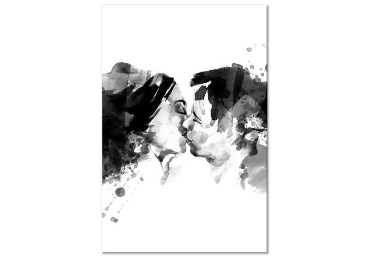 Quadro su tela Bacio della coppia - Grafica in bianco e nero con due baci
