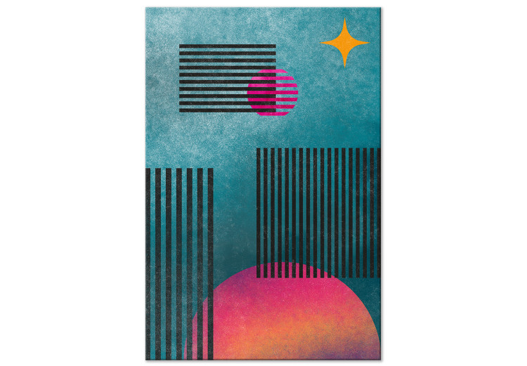 Canvas Strip codes - Abstraction with black stripes on the background of blue