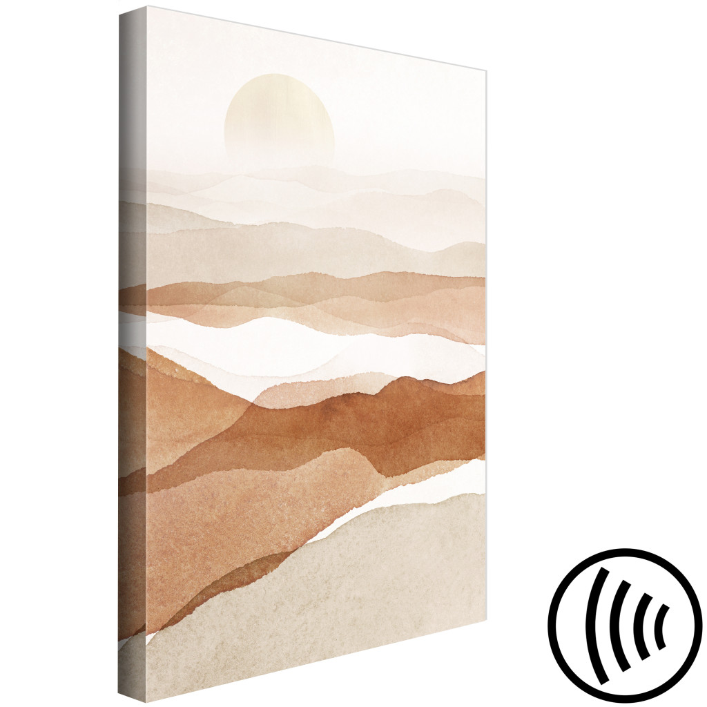 Schilderij  Landschappen: De Ondergaande Zon Over De Woestijn - Een Abstract Landschap