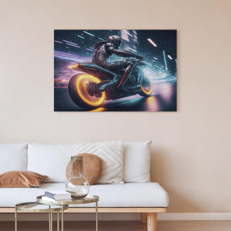 Canvas Print Speed of Light - Motorcyclist During Night City Race 150654 additionalImage 11