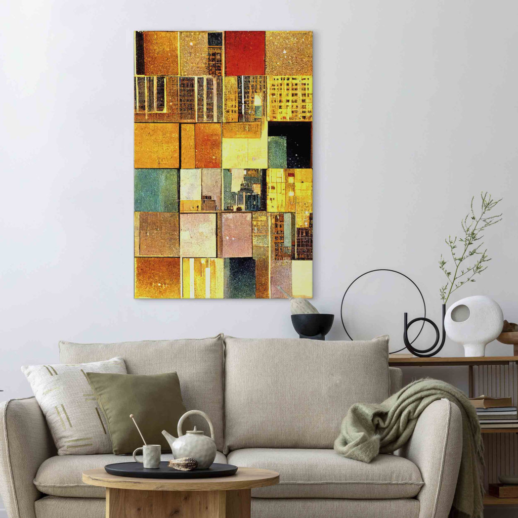 Pintura Abstract Squares - A Geometric Composition In Klimt’s Style