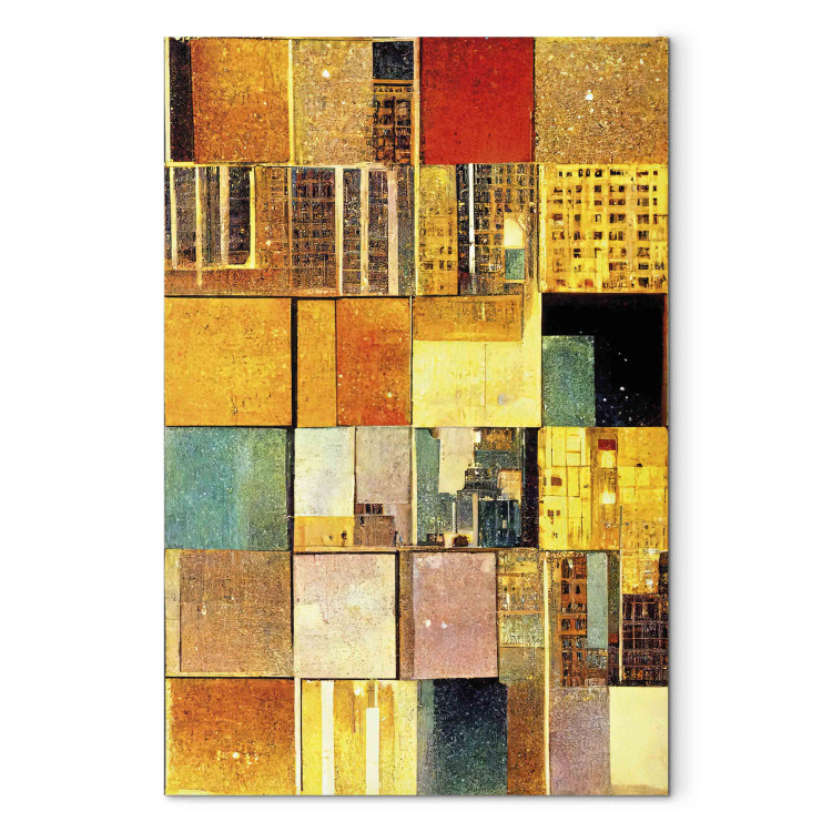 Cuadro en lienzo Abstract Squares - A Geometric Composition in Klimt’s Style