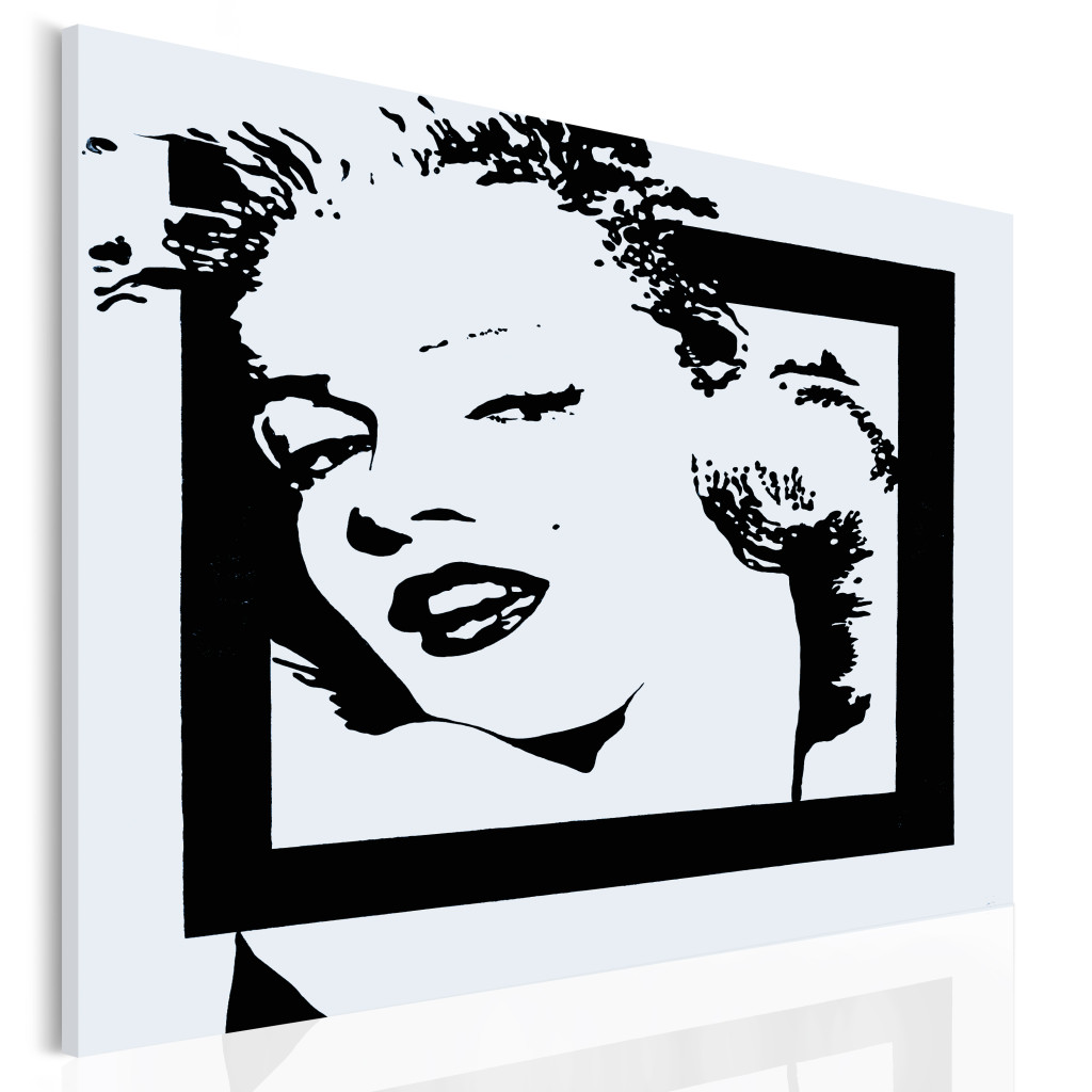 Målning Classic Marilyn - Kvinnlig Svartvitt Minimalistiskt Porträtt