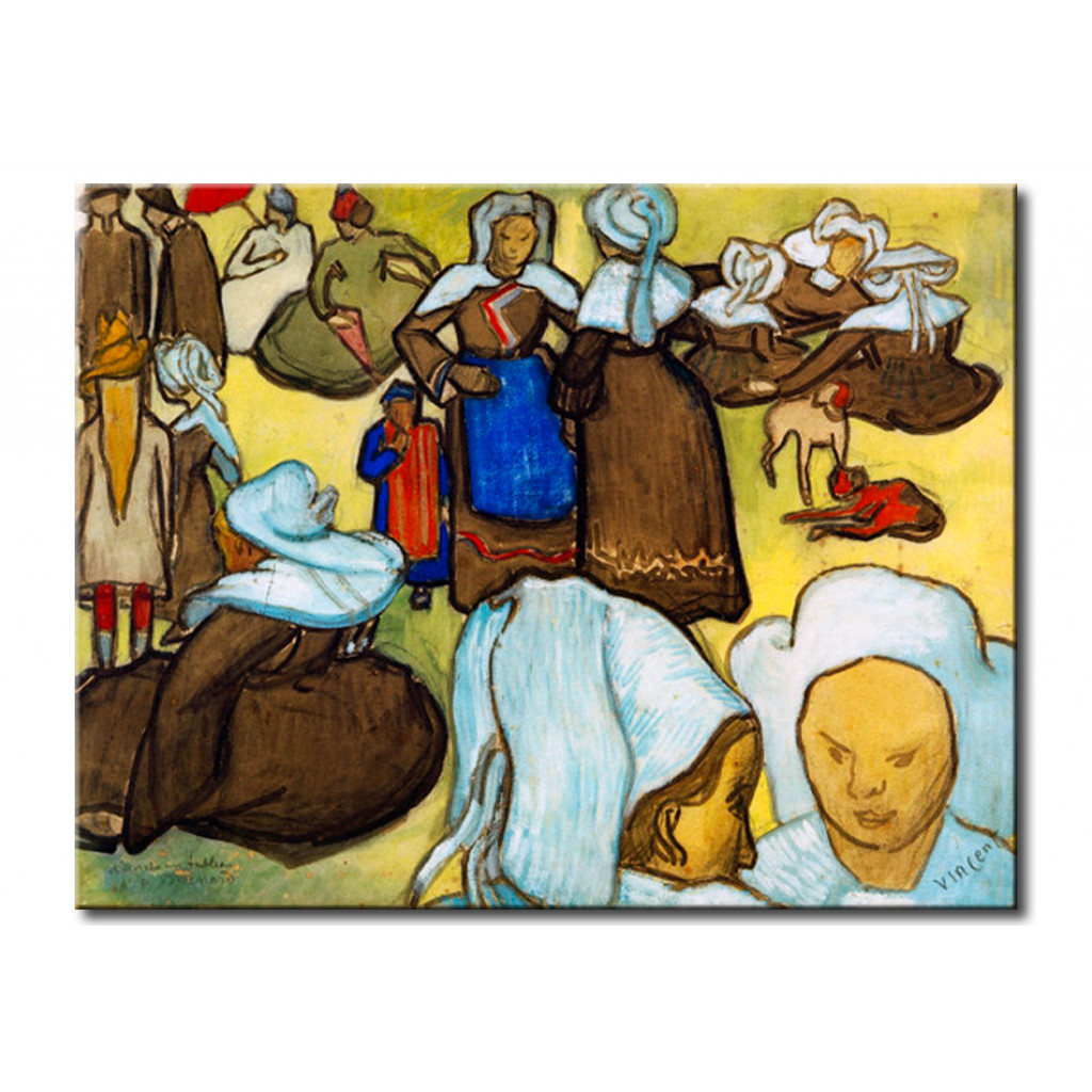 Schilderij  Vincent Van Gogh: Bretonische Frauen Auf Der Wiese