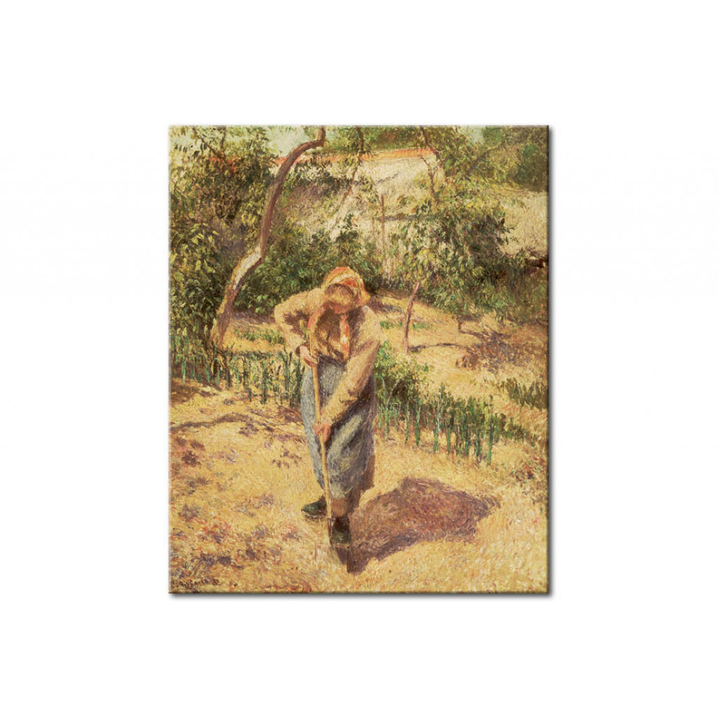 Schilderij  Camille Pissarro: Paysanne Travaillant Dans Un Potager