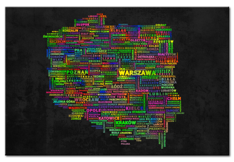 Quadro moderno Map of Polish cities 55454