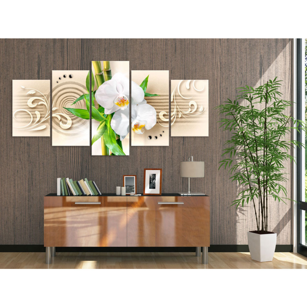 Schilderij  Orchideeën: Orchids, Babmbus And Zen