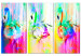 Canvas Art Print Colourful Flamingos (3 Parts) 108164